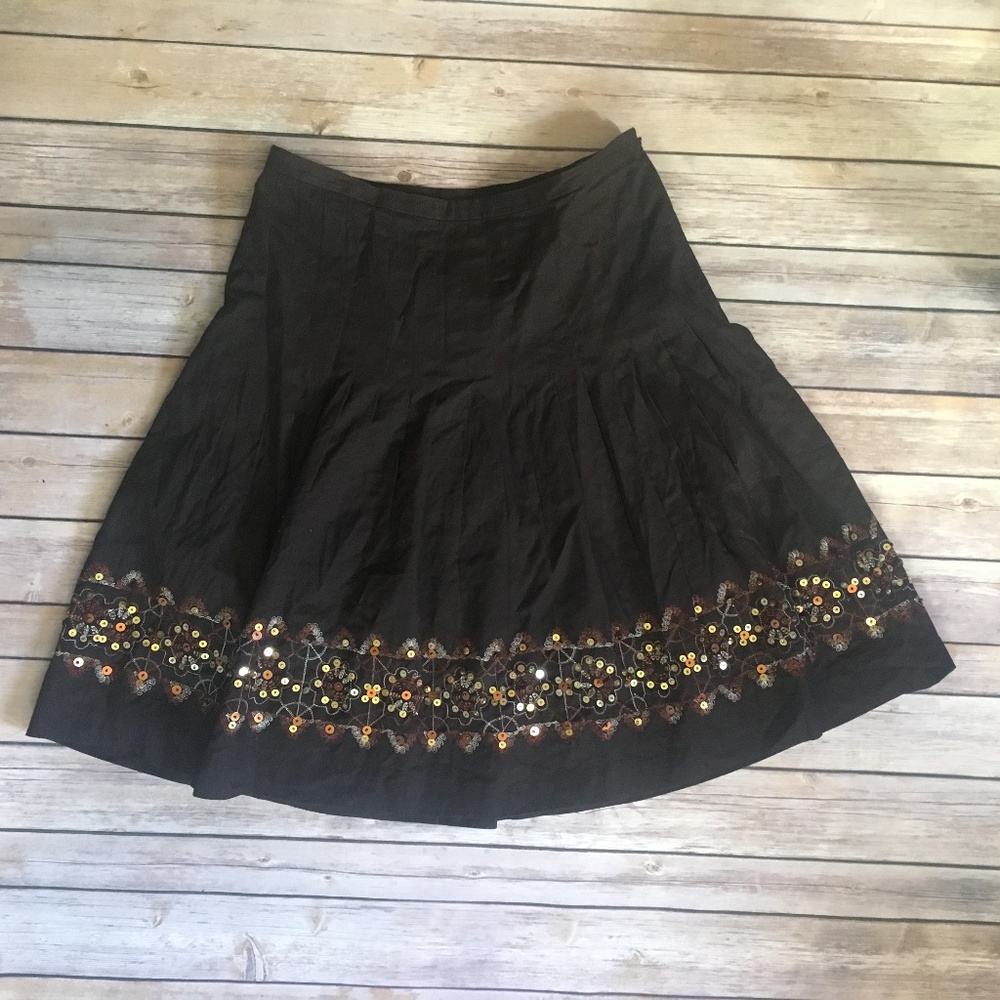 Black Brown sequins Skirt Ann Taylor LOFT
